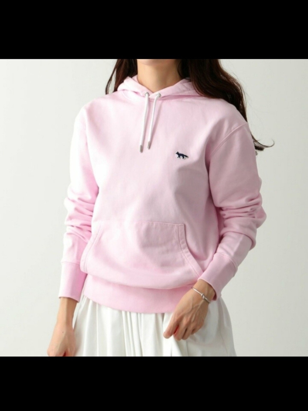 [Brand New] MAISON KITSUNE-Pink Hoodie with Embroidered Logo(Unisex:M)